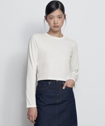 [クールタンダード] ウィメンズ クルーネック クロップ 長袖Tシャツ [クリーム]
