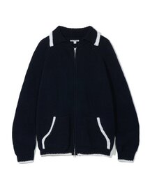 PARTIMENTO（パルティメント）の「Heavyweight cotton knit jacket navy（カーディガン/ボレロ）」