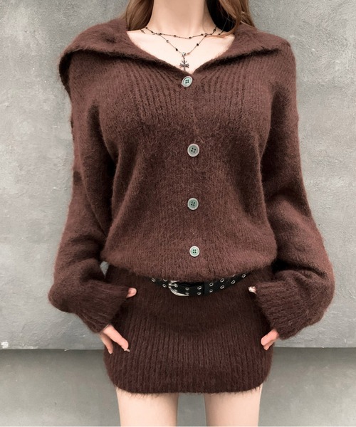 VEILA(ヴェイラ)の「カーディガン風ニットワンピ ベルト付き(ワンピース・レディース・ブラウン/グレー・フリー)」の14枚目の写真