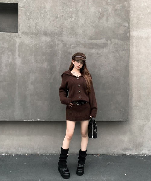 VEILA(ヴェイラ)の「カーディガン風ニットワンピ ベルト付き(ワンピース・レディース・ブラウン/グレー・フリー)」の15枚目の写真