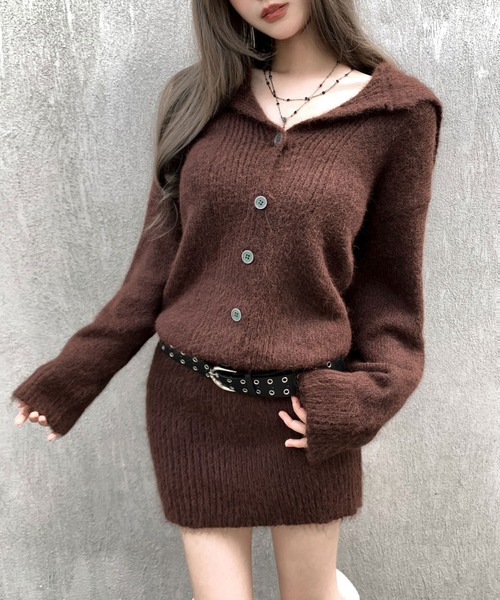 VEILA(ヴェイラ)の「カーディガン風ニットワンピ ベルト付き(ワンピース・レディース・ブラウン/グレー・フリー)」の17枚目の写真