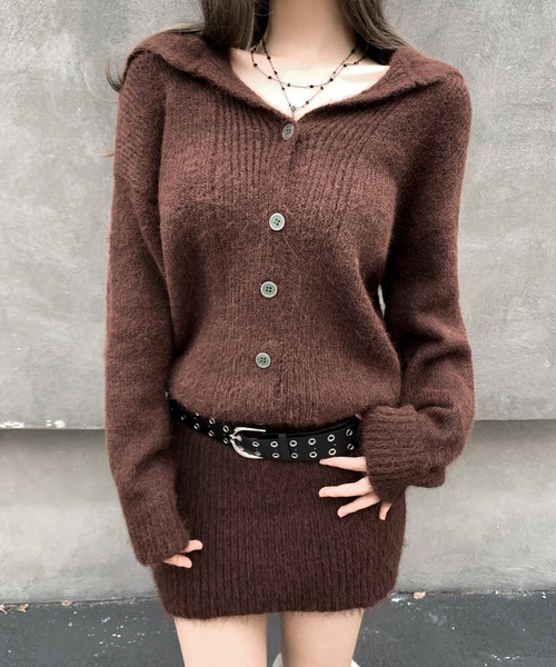 VEILA(ヴェイラ)の「カーディガン風ニットワンピ ベルト付き(ワンピース・レディース・ブラウン/グレー・フリー)」の20枚目の写真