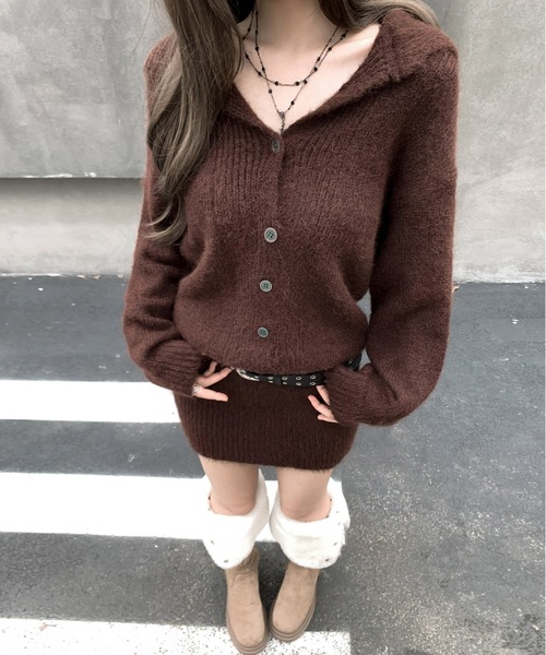 VEILA(ヴェイラ)の「カーディガン風ニットワンピ ベルト付き(ワンピース・レディース・ブラウン/グレー・フリー)」の21枚目の写真