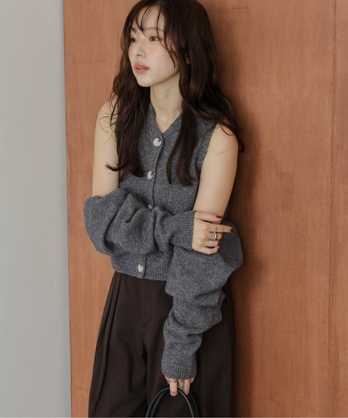 AMELY(エミリー)の「マルチウェイニットアンサンブル(アンサンブル・レディース・ダークブラウン/ベージュ/ブラック/グレー・フリー)」の1枚目の写真