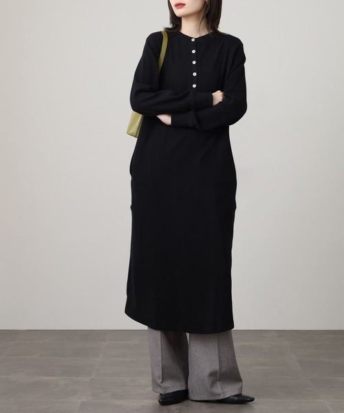 OMNES(オムネス)の「ハニカムストレッチワッフル切り替えヘンリーワンピース(ワンピース・レディース・ラベンダー/ライトグレー/ブルーグレー/ブラック/アイボリー・M)」の15枚目の写真