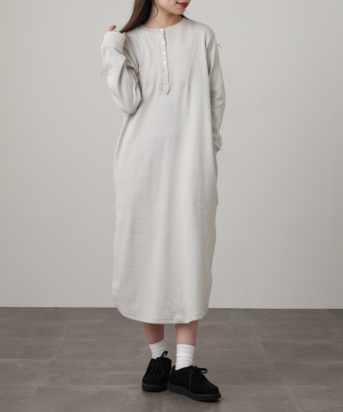 OMNES(オムネス)の「ハニカムストレッチワッフル切り替えヘンリーワンピース(ワンピース・レディース・ラベンダー/ライトグレー/ブルーグレー/ブラック/アイボリー・M)」の21枚目の写真