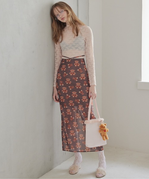 etre loin（エトルワン）の「Teddy bear tulle skirt（スカート・レディース・アイボリー/ピンク/モカ・M）」の4枚目の写真