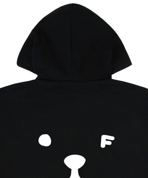 GRAVER（グレーバー）の「[ユニセックス]パピーフェイスバックスマイルフードパーカー_ブラック/ホワイトロゴ（パーカー・レディース・ブラック・SMALL/MEDIUM/LARGE）」の3枚目の写真
