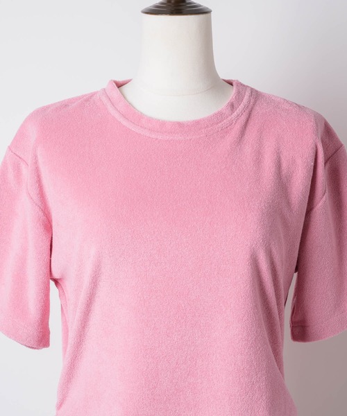 yae（ヤエ）の「Waist tuck pile T-shirt / ウエストタックパイルティーシャツ（Tシャツ/カットソー・レディース・レッド/ベビーピンク/ネイビー・FREE）」の4枚目の写真