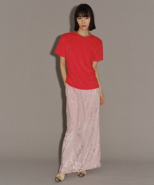 yae（ヤエ）の「Waist tuck pile T-shirt / ウエストタックパイルティーシャツ（Tシャツ/カットソー・レディース・レッド/ベビーピンク/ネイビー・FREE）」の16枚目の写真