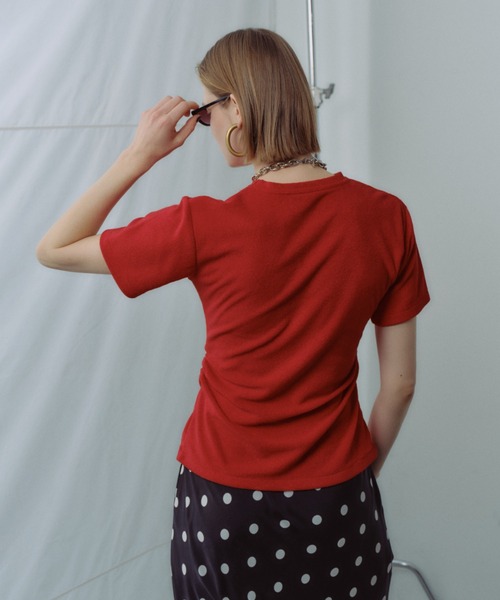 yae（ヤエ）の「Waist tuck pile T-shirt / ウエストタックパイルティーシャツ（Tシャツ/カットソー・レディース・レッド/ベビーピンク/ネイビー・FREE）」の10枚目の写真