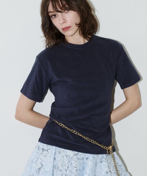 yae（ヤエ）の「Waist tuck pile T-shirt / ウエストタックパイルティーシャツ（Tシャツ/カットソー・レディース・レッド/ベビーピンク/ネイビー・FREE）」の22枚目の写真