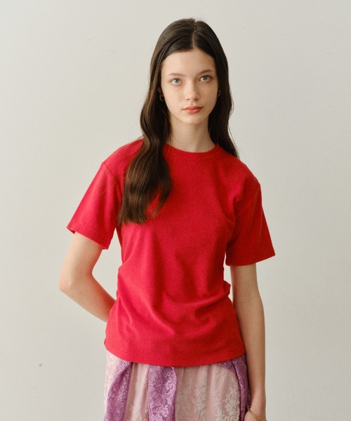 yae（ヤエ）の「Waist tuck pile T-shirt / ウエストタックパイルティーシャツ（Tシャツ/カットソー・レディース・レッド/ベビーピンク/ネイビー・FREE）」の21枚目の写真