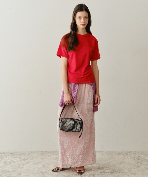 yae（ヤエ）の「Waist tuck pile T-shirt / ウエストタックパイルティーシャツ（Tシャツ/カットソー・レディース・レッド/ベビーピンク/ネイビー・FREE）」の18枚目の写真