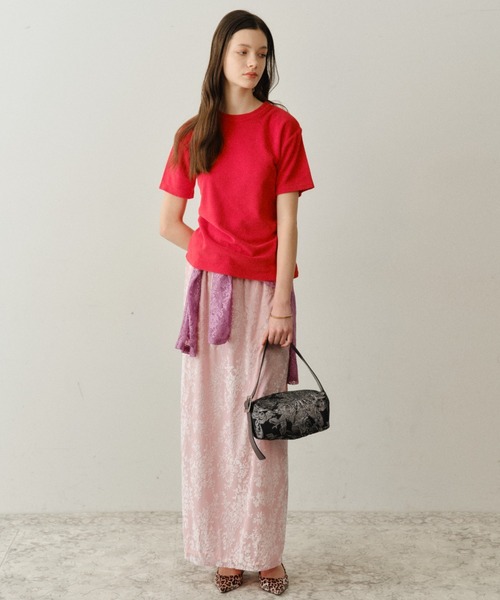 yae（ヤエ）の「Waist tuck pile T-shirt / ウエストタックパイルティーシャツ（Tシャツ/カットソー・レディース・レッド/ベビーピンク/ネイビー・FREE）」の19枚目の写真
