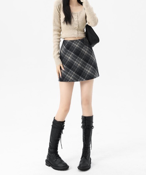 SallyLunn(サリーラン)の「タイトチェックミニスカート(スカート・レディース・ブラウン/ブラック/ベージュ・LARGE/MEDIUM)」の11枚目の写真