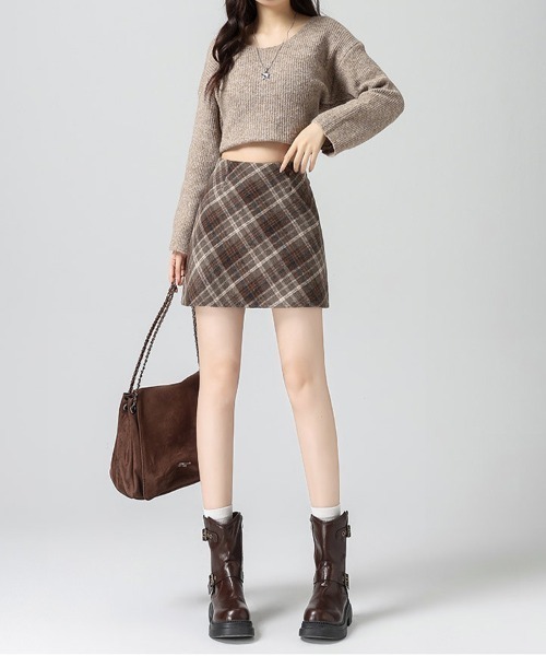 SallyLunn(サリーラン)の「タイトチェックミニスカート(スカート・レディース・ブラウン/ブラック/ベージュ・LARGE/MEDIUM)」の8枚目の写真
