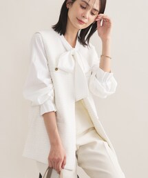INDIVI（インディヴィ）の「【2点セット／洗える／セレモニー】ツイードジレ＆ボウタイブラウス（その他トップス）」