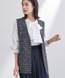 INDIVI（インディヴィ）の「【2点セット／洗える／セレモニー】ツイードジレ＆ボウタイブラウス（その他トップス）」