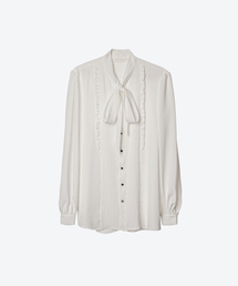 UNTAGE（アンテージ）の「プッシュボウプリーツフラストランブラウス[ホワイト(MAN)]_UTS-FS85（シャツ/ブラウス）」