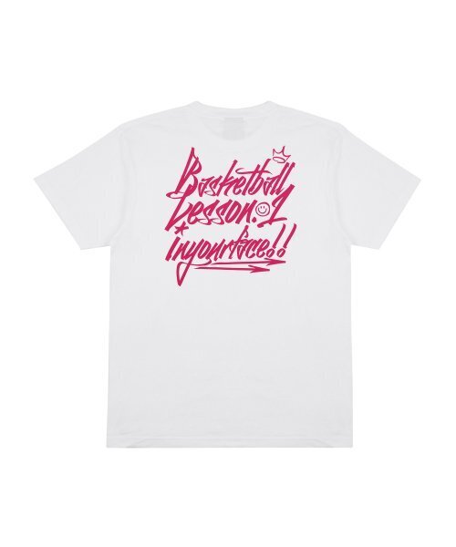 CREAM SODA LAB(クリームソーダラボ)の「バスケットボールレッスン.1 半袖Tシャツ ホワイト ピンク(Tシャツ/カットソー・レディース・その他・LARGE/MEDIUM/X-LARGE/XX-LARGE)」の2枚目の写真