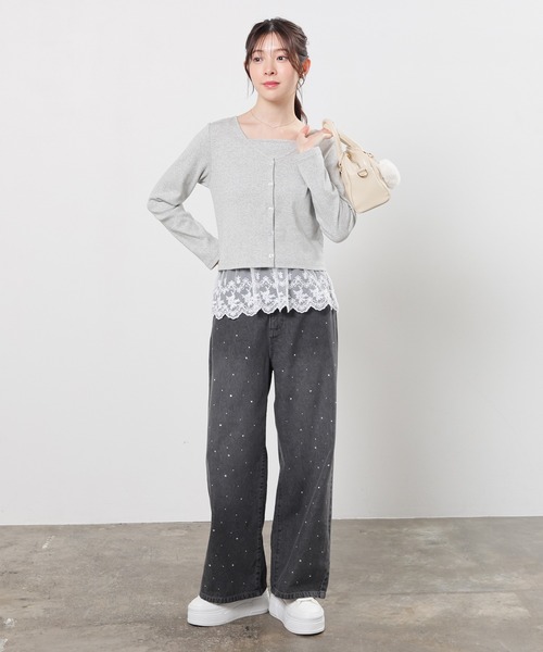 Honeys（ハニーズ）の「ラインストーン付パンツ（デニムパンツ・レディース・ブルー系その他/グレー・L/LL/M/S/SS）」の9枚目の写真