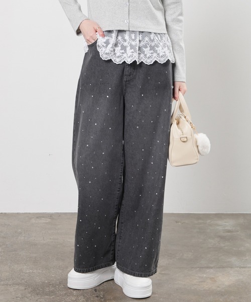 Honeys（ハニーズ）の「ラインストーン付パンツ（デニムパンツ・レディース・ブルー系その他/グレー・L/LL/M/S/SS）」の11枚目の写真