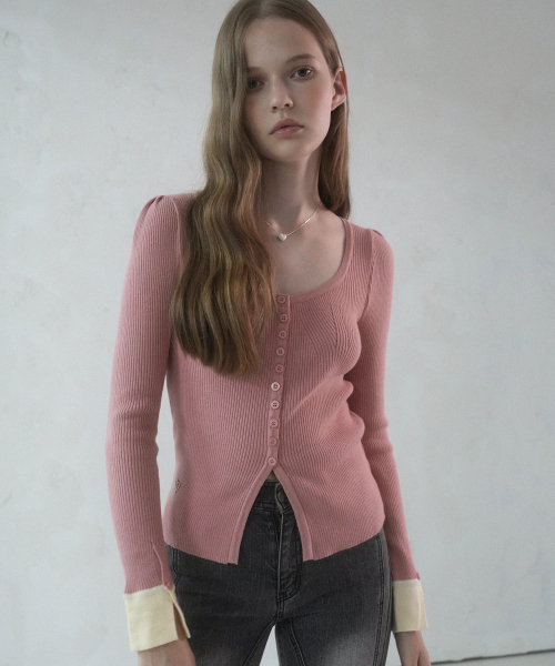 Vivacious(ビバシャス)の「Andy Square-neck Button Cardigan - 5COL(カーディガン/ボレロ・レディース・ブラック/グレー/ピンク/アイボリー/ミント・FREE)」の10枚目の写真