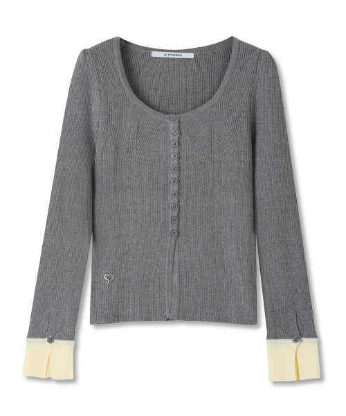 Vivacious(ビバシャス)の「Andy Square-neck Button Cardigan - 5COL(カーディガン/ボレロ・レディース・ブラック/グレー/ピンク/アイボリー/ミント・FREE)」の11枚目の写真