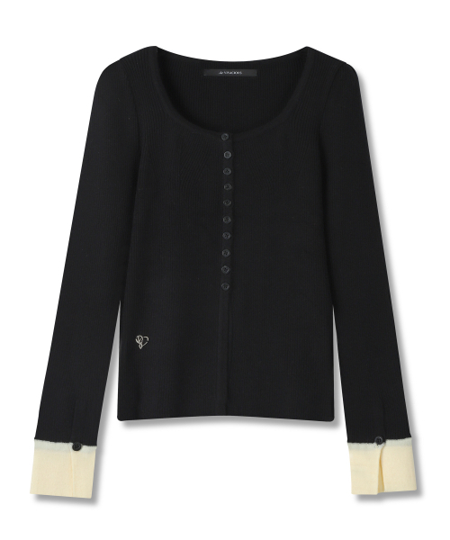 Vivacious(ビバシャス)の「Andy Square-neck Button Cardigan - 5COL(カーディガン/ボレロ・レディース・ブラック/グレー/ピンク/アイボリー/ミント・FREE)」の12枚目の写真