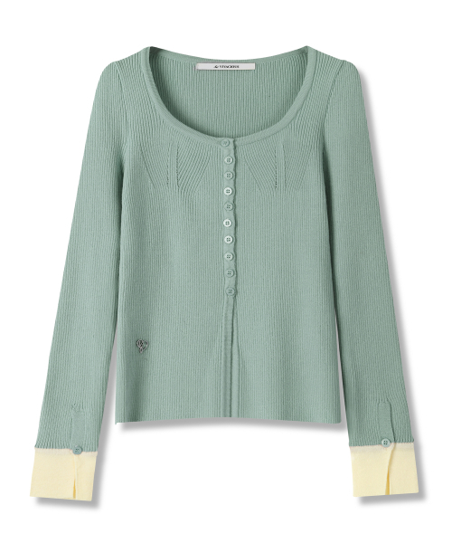 Vivacious(ビバシャス)の「Andy Square-neck Button Cardigan - 5COL(カーディガン/ボレロ・レディース・ブラック/グレー/ピンク/アイボリー/ミント・FREE)」の14枚目の写真