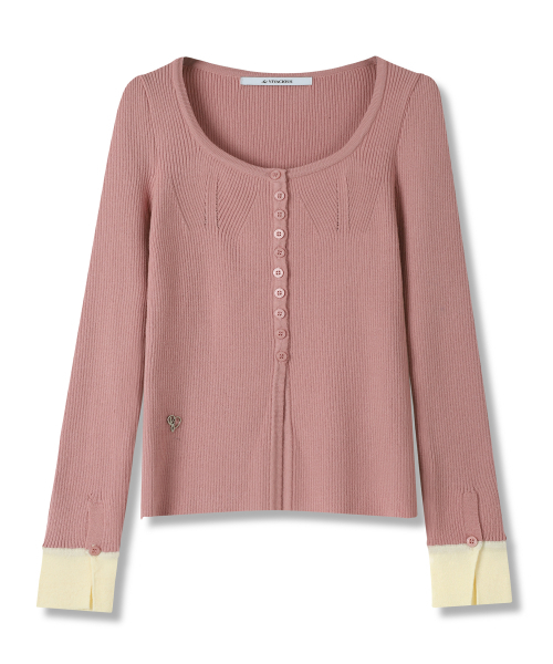 Vivacious(ビバシャス)の「Andy Square-neck Button Cardigan - 5COL(カーディガン/ボレロ・レディース・ブラック/グレー/ピンク/アイボリー/ミント・FREE)」の15枚目の写真