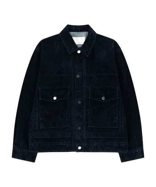 UNGIMMICK(アンジミック)の「VELVET DENIM TRUCKER JACKET (NAVY)(その他アウター・メンズ・その他・SMALL/MEDIUM/LARGE)」の1枚目の写真