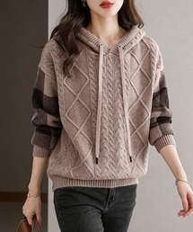 ハグオーワー フード付きニットセーター ハグオーワーニット