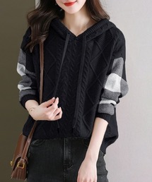 フード付き ニット」に該当するレディースのニット/セーター