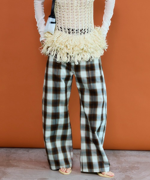 Center Pin Tuck Ombre Check Pants/センターピンタックオンブレ