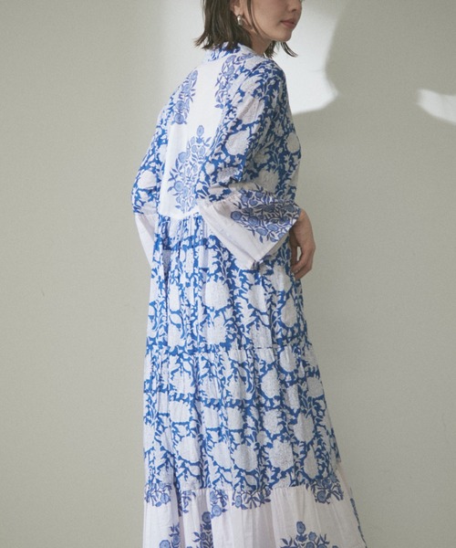 Remind me and forever（リマインドミーアンドフォーエバー）の「【India series】【nane】インドコットン総花柄ワンピース（ワンピース・レディース・ブラック/ブルー/モカ・FREE）」の12枚目の写真
