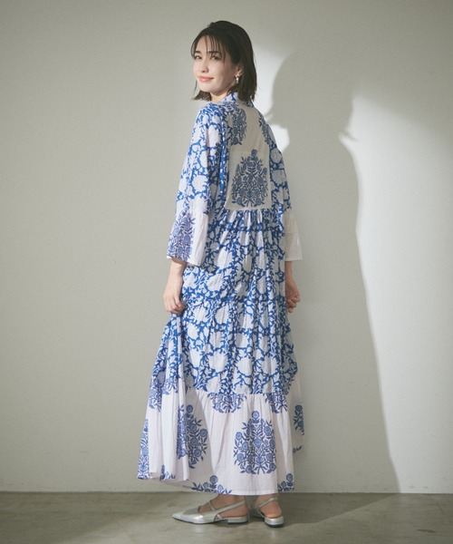 Remind me and forever（リマインドミーアンドフォーエバー）の「【India series】【nane】インドコットン総花柄ワンピース（ワンピース・レディース・ブラック/ブルー/モカ・FREE）」の14枚目の写真