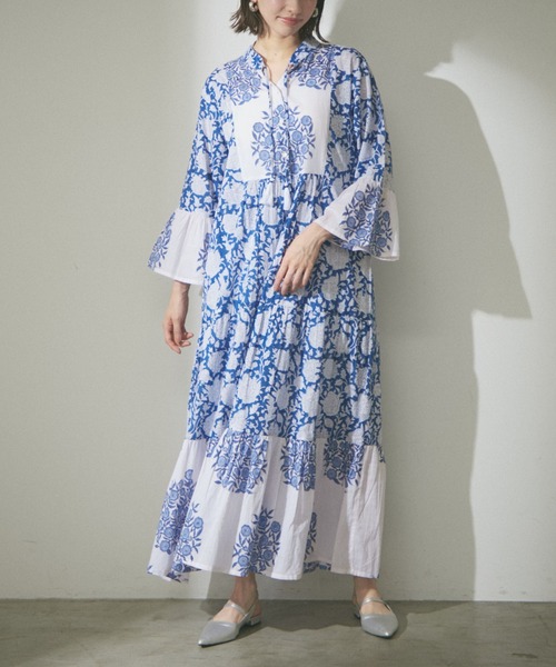 Remind me and forever（リマインドミーアンドフォーエバー）の「【India series】【nane】インドコットン総花柄ワンピース（ワンピース・レディース・ブラック/ブルー/モカ・FREE）」の13枚目の写真