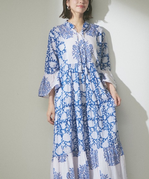 Remind me and forever（リマインドミーアンドフォーエバー）の「【India series】【nane】インドコットン総花柄ワンピース（ワンピース・レディース・ブラック/ブルー/モカ・FREE）」の20枚目の写真