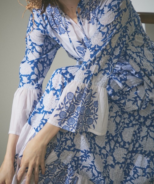 Remind me and forever（リマインドミーアンドフォーエバー）の「【India series】【nane】インドコットン総花柄ワンピース（ワンピース・レディース・ブラック/ブルー/モカ・FREE）」の21枚目の写真