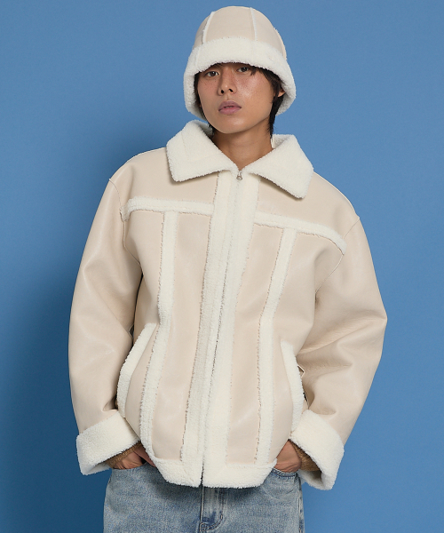 WaiKei(ワイケイ)の「アーティフィシャルレザー ムートン アイボリー(ムートンコート・レディース・その他・1/2)」の4枚目の写真