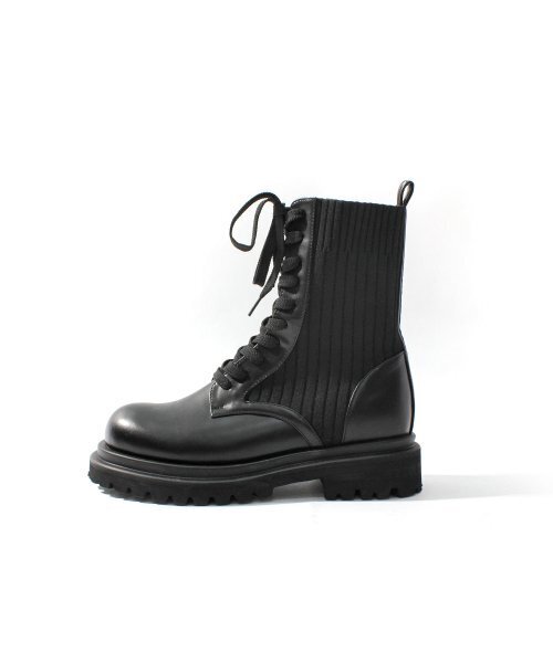 SHOEHI(シューハイ)の「リアナニットレースアップウォーカーブーツ_B1525(ブーツ・レディース・ブラック・22.5cm/23cm/23.5cm/24cm/24.5cm/25cm)」の5枚目の写真