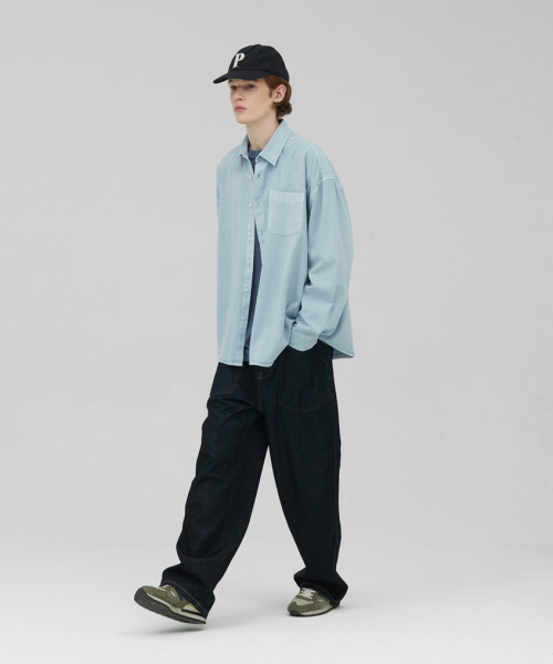 STENDS（ステンズ）の「[M~4XL] ピグメントウォッシングシャツ_スカイブルー（シャツ/ブラウス・メンズ・その他・MEDIUM/LARGE/X-LARGE/XX-LARGE/XXX-LARGE/XXXX-LARGE）」の3枚目の写真