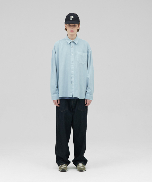 STENDS（ステンズ）の「[M~4XL] ピグメントウォッシングシャツ_スカイブルー（シャツ/ブラウス・メンズ・その他・MEDIUM/LARGE/X-LARGE/XX-LARGE/XXX-LARGE/XXXX-LARGE）」の6枚目の写真