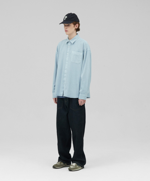 STENDS（ステンズ）の「[M~4XL] ピグメントウォッシングシャツ_スカイブルー（シャツ/ブラウス・メンズ・その他・MEDIUM/LARGE/X-LARGE/XX-LARGE/XXX-LARGE/XXXX-LARGE）」の7枚目の写真