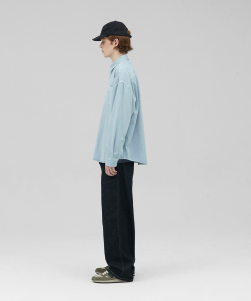 STENDS（ステンズ）の「[M~4XL] ピグメントウォッシングシャツ_スカイブルー（シャツ/ブラウス・メンズ・その他・MEDIUM/LARGE/X-LARGE/XX-LARGE/XXX-LARGE/XXXX-LARGE）」の8枚目の写真