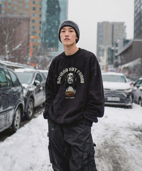 OHP（ワンハンドレッドパーセント）の「OHPxGOODD ベゴフンパンダ 裏起毛 スウェット（スウェット・メンズ・ダークグレー/Beige/ブラック・2XL/L/M(95)/XL/3XL/4XL）」の8枚目の写真