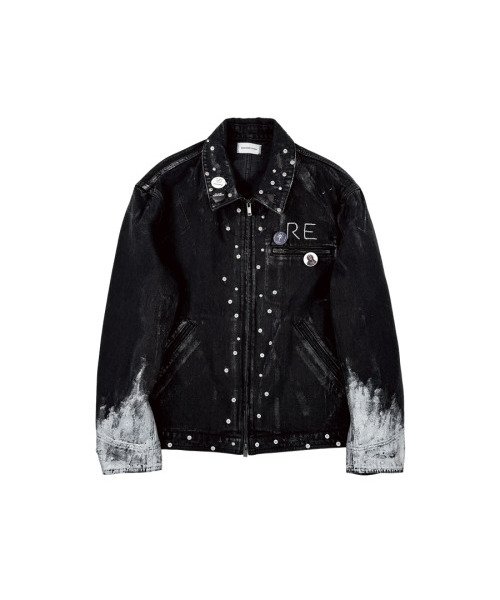 ペインテッドジップアップワークジャケットブラック