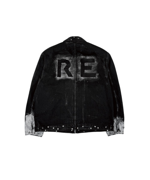 ペインテッドジップアップワークジャケットブラック